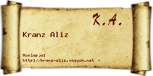 Kranz Aliz névjegykártya